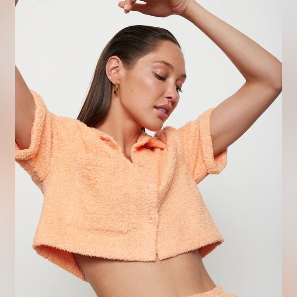 Atoir Santorini Orange Cropped Short Sleeve Shirt